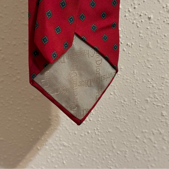 Christian Dior Vintage Italian Silk Red Tie - Picture 6 of 9